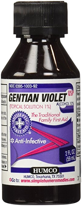 Gentian Violet 1% First Aid Antibiotic Topical Liquid Solution 2 oz. Bottle by Humco Holdings Group  ID 00395-1003-92